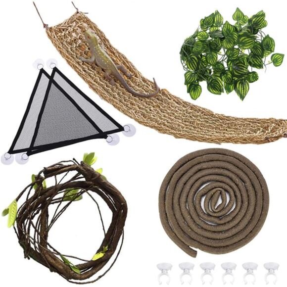 Bearded Dragon Tank Accessories Lizard Large Hammock Jungle Climber Vines